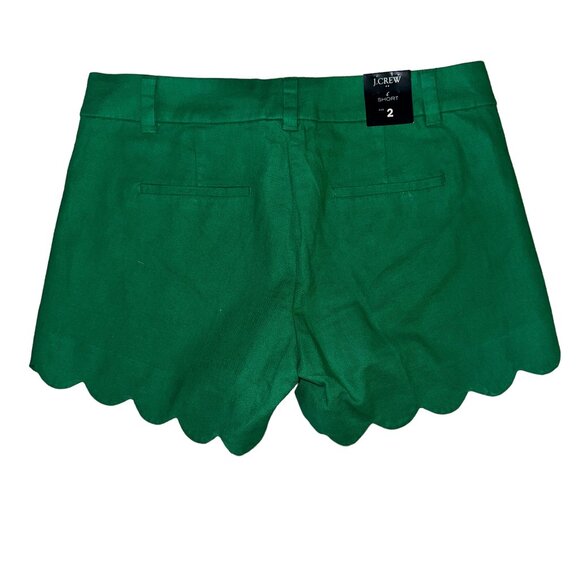 New with tags! J. CREW Linen Cotton Scalloped Flat Front Shorts in Green… - Picture 3 of 9